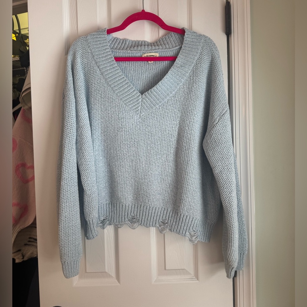 Eesome Sky Blue V-Neck Sweater